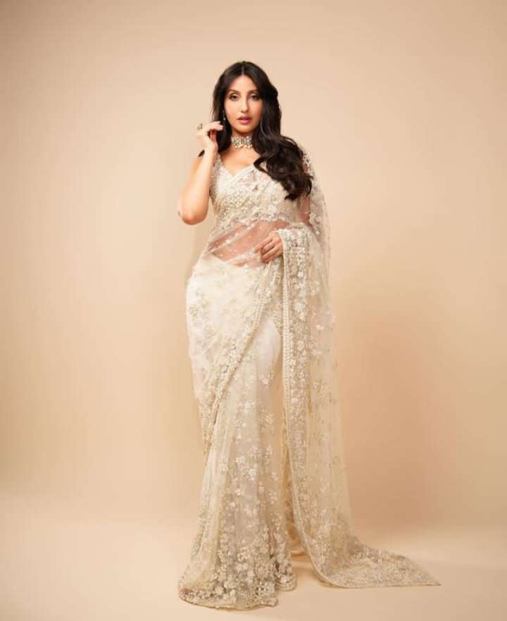Nora Fatehi is in the Saree outfits