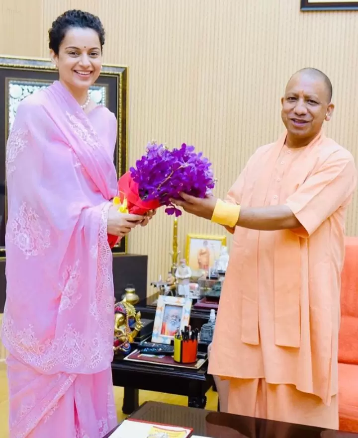 The actress with cm, Yogi Adityanath