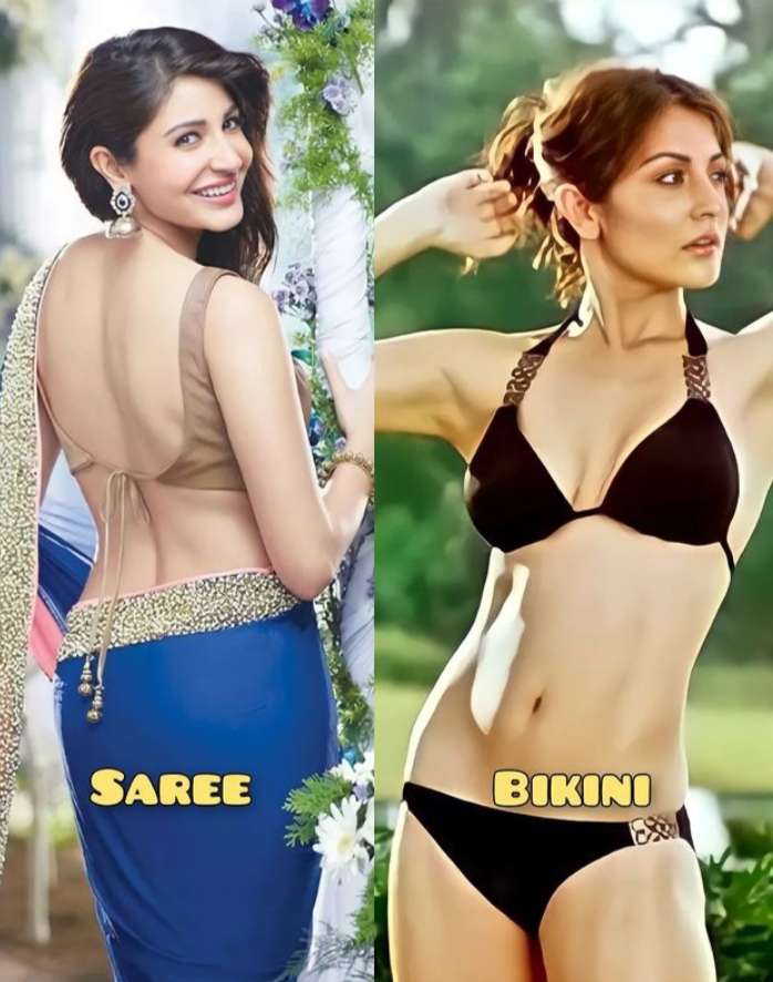 The actress is in the bikini and saree