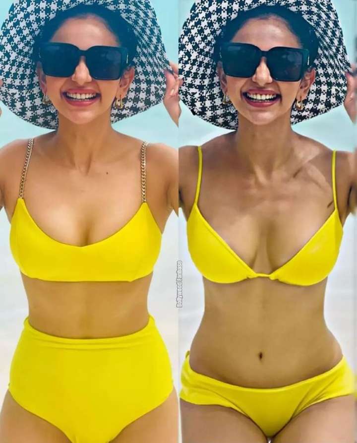 The actress wore yellow bikini